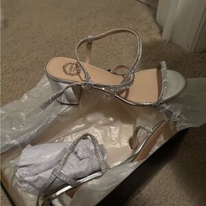 Chic Silver Strappy Heels